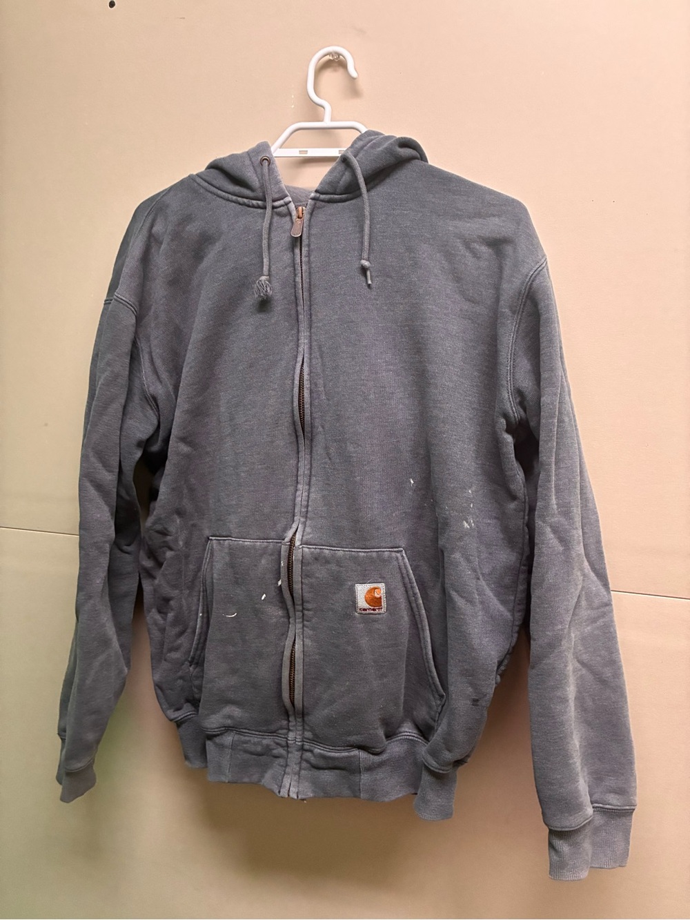 Carhartt Gray Zip Front Hooded Work Jacket